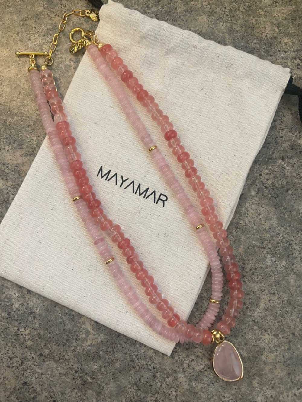 Curated Set of 2 Necklaces - Beaded with quartz, ceramic & crystal and 24k gold